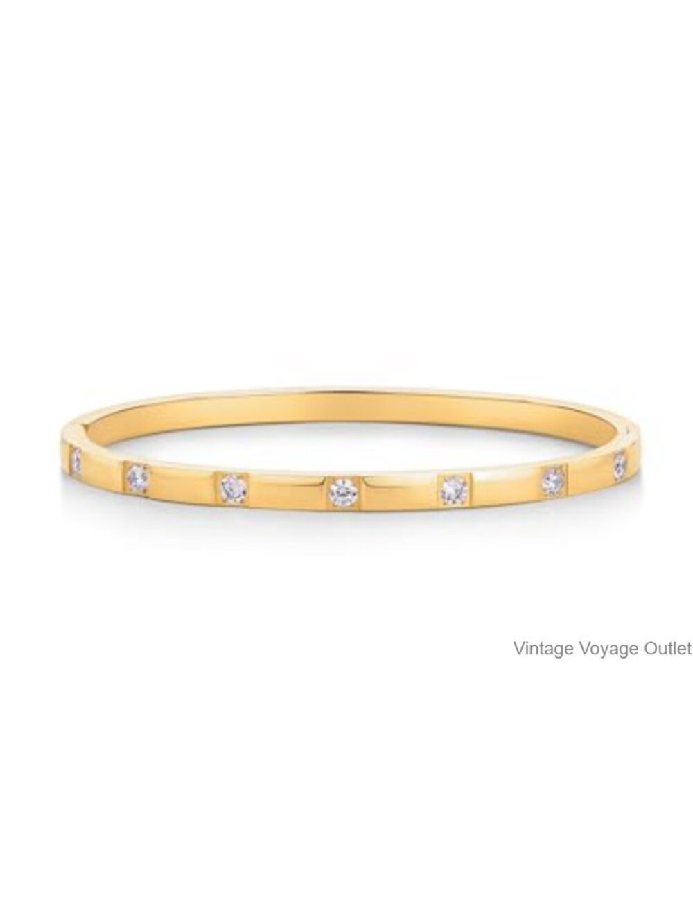 14K Gold Plated CZ Bangle Waterproof Thin Bracelet for Women